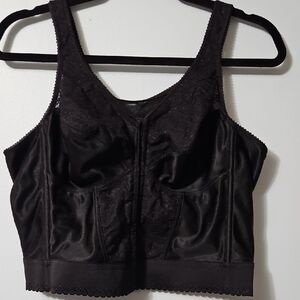 Exquisite Black Sheer Bustier Bone In Front Closure Size 42B